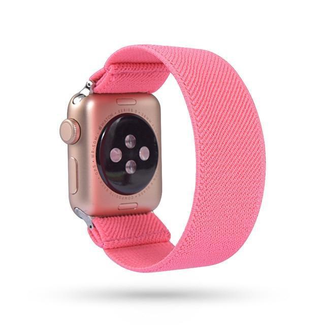 Home 1-Watermelon pink / 38mm or 40mm Black elastic Apple watch scrunchies band, Series 5 4 3 iwatch sporty ebony scrunchy 38/40mm 42/44mm, Men women scrunchie watchband