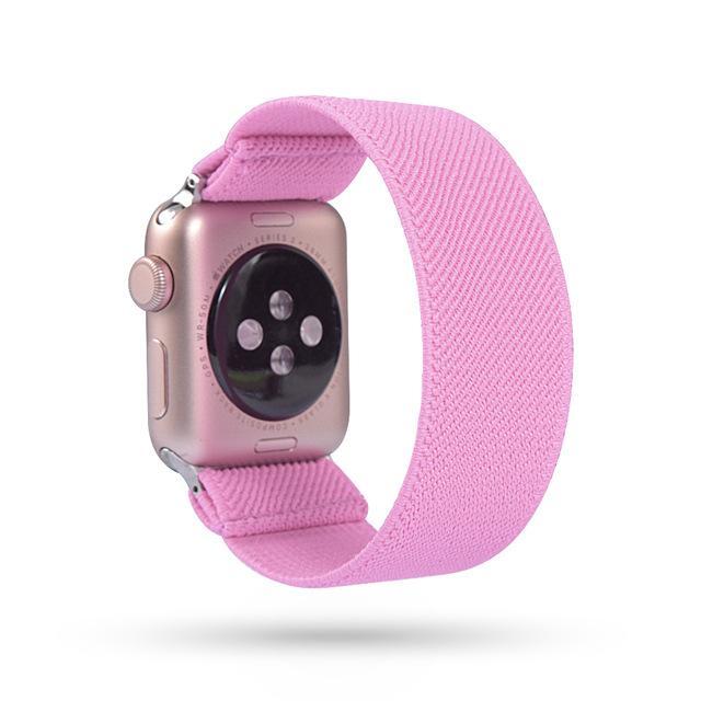 Home 2-Pink / 38mm or 40mm Elastic Cool simple matte solid colors strap lot, Apple watch scrunchie sporty band, Series 5 4 3 38/40mm 42/44mm Unisex men women