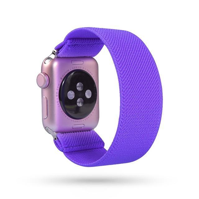 Home 4-Violet / 38mm or 40mm Silver adapter connectors Stretch Apple watch fabric nylon cotton elastic replacement band, Series 5 4 3  iwatch scrunchy 38/40mm 42/44mm men women