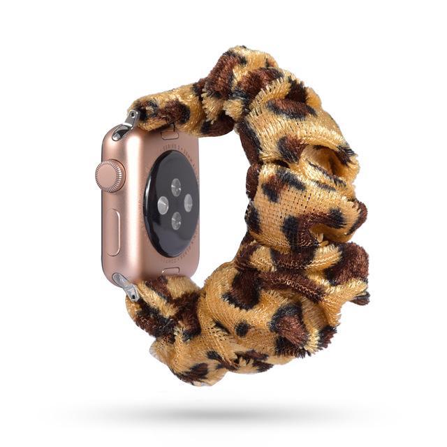 Home 56 / 42mm/44mm Leopard Animal spots pattern black & white silk ladies Apple watch scrunchie elastic band, Series 5 4 3 2  iwatch scrunchy 38/40mm 42/44mm