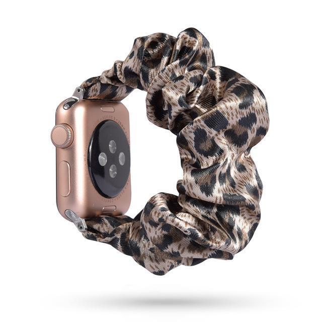 Home 65 / 42mm/44mm Leopard Animal spots pattern black & white silk ladies Apple watch scrunchie elastic band, Series 5 4 3 2  iwatch scrunchy 38/40mm 42/44mm