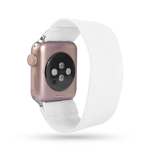 Home 7-White / 38mm or 40mm Silver adapter connectors Stretch Apple watch fabric nylon cotton elastic replacement band, Series 5 4 3  iwatch scrunchy 38/40mm 42/44mm men women