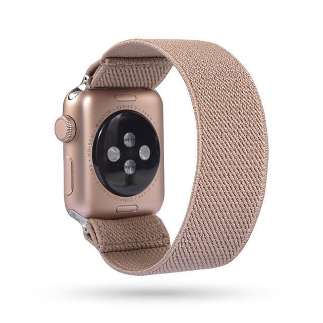 Home 8-Khaki / 38mm or 40mm Silver adapter connectors Stretch Apple watch fabric nylon cotton elastic replacement band, Series 5 4 3  iwatch scrunchy 38/40mm 42/44mm men women