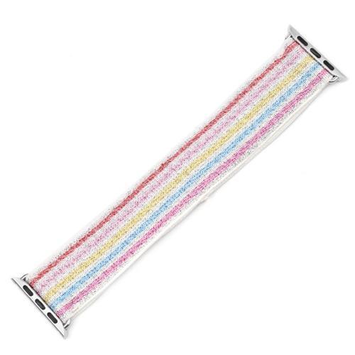 Home 8 - Rainbow w Silver / 38mm or 40mm Stretchy Strap for apple watch band 44 mm 40mm correa for apple watch 5 4 3 for iwatch band 42mm 38mm Comfortable watchband belt