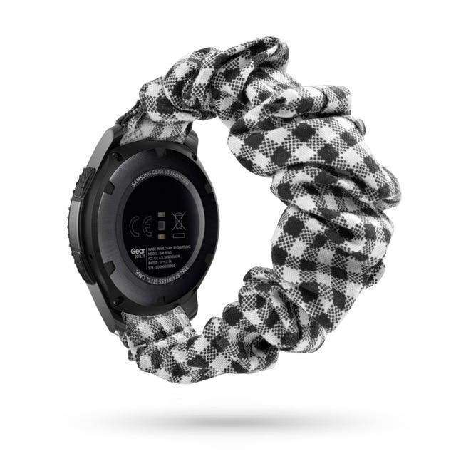 Home 20mm watch band Black Checkered Scrunchie Bohemian Fashion Design Elastic Watch Strap For Women
