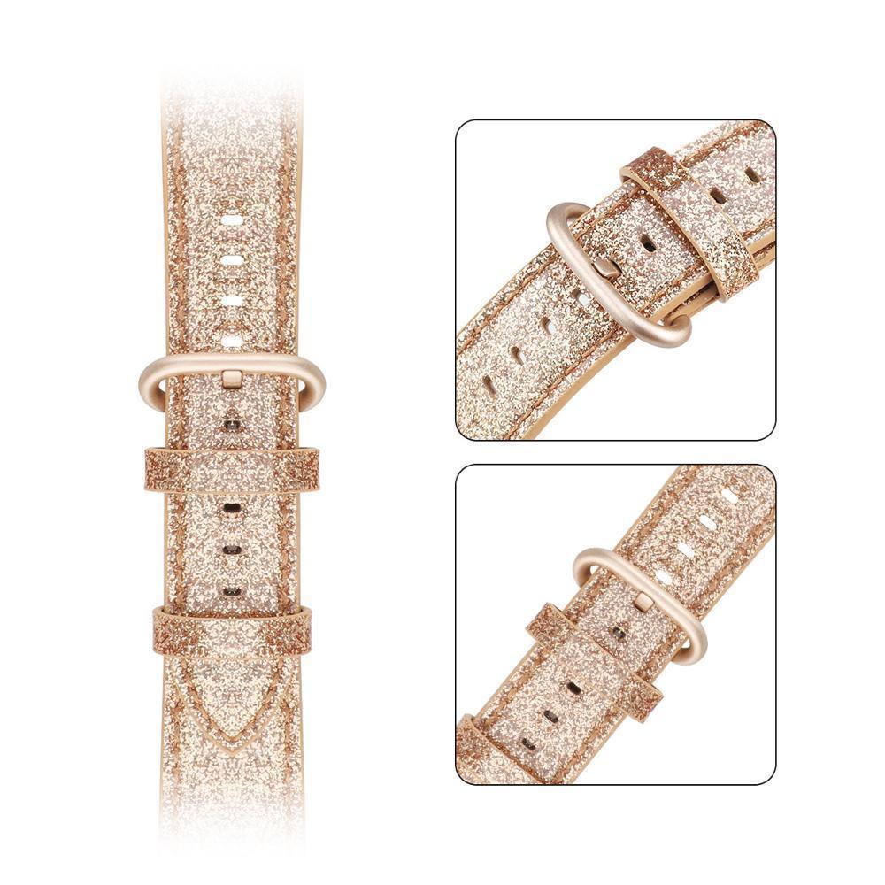 Bling Shiny PU Leather Watch Band for Series 7 6 Replacement bracelet.