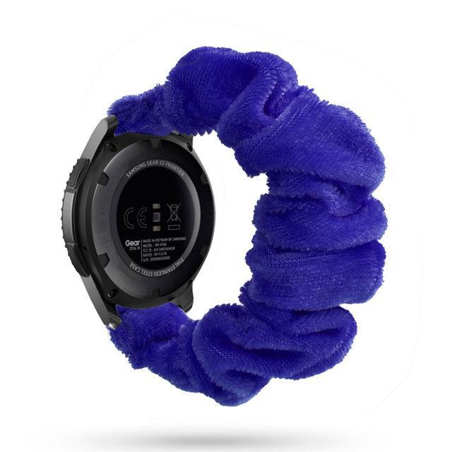 Home blue silk velvet / 20mm watch band Blue Silk Velvet Scrunchies Bohemian Fashion Design Elastic Watch Strap Women