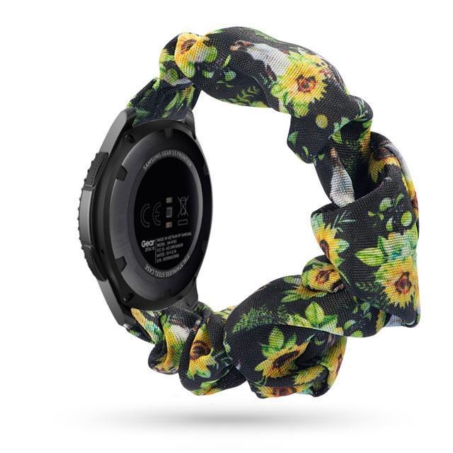 Home 20mm watch band Charcoal Sunflower Scrunchies Bohemian Fashion Design Elastic Watch Strap Women