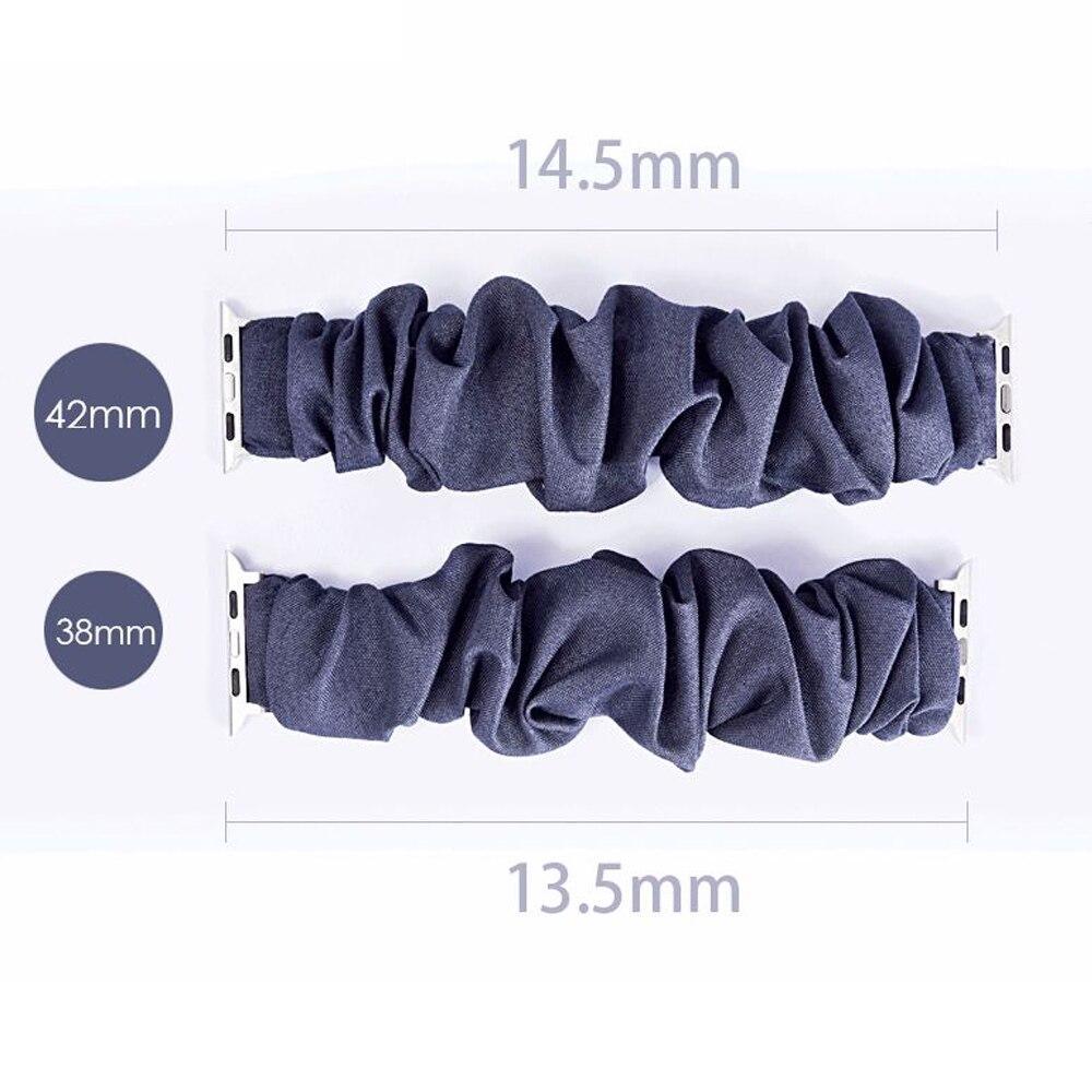 Home Apple Watch Band Series 6 5 4 3 2 Elastic Scrunchie Strap for ladies Scrunchy Wristband iWatch 38/40mm 42/44mm with Silver Adapter Watchband