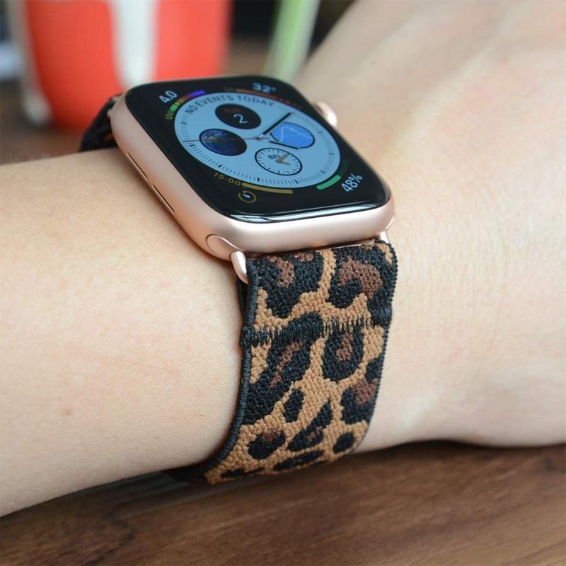Home Elastic Stretch apple watch band, Double print Layer strap, fits nike hermes sports Series 5 4 3 2 1 iwatch women 38mm 40mm 42mm 44mm