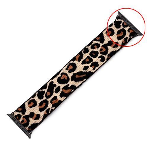 Home 10-Cheetah w/ Black / 38mm Elastic Stretch apple watch band, Double print Layer strap, fits nike hermes sports Series 5 4 3 2 1 iwatch women 38mm 40mm 42mm 44mm