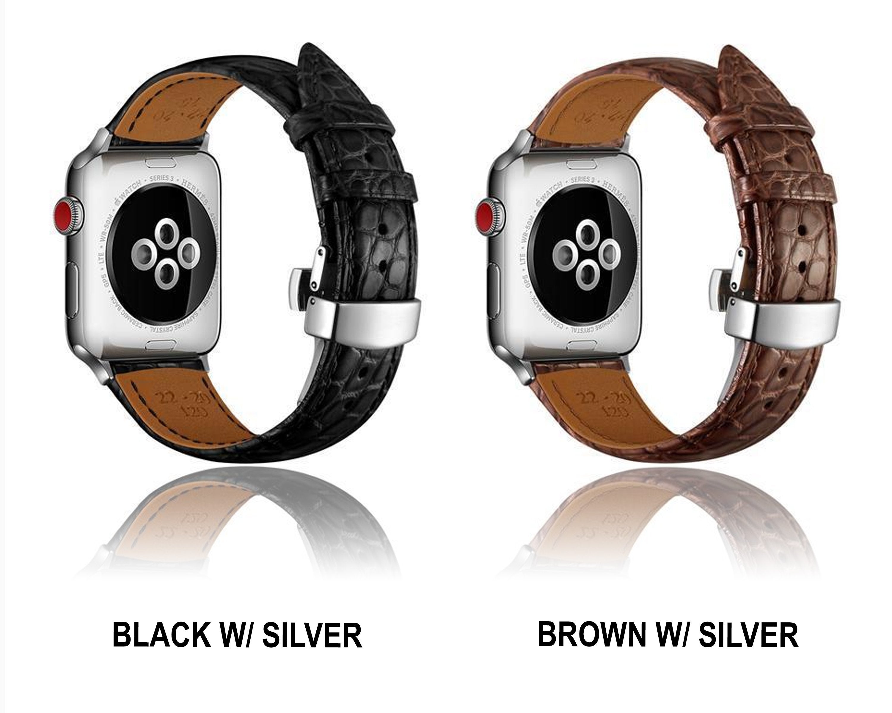 Apple Watch Band - Black Alligator Leather - Moonlight – Bulang