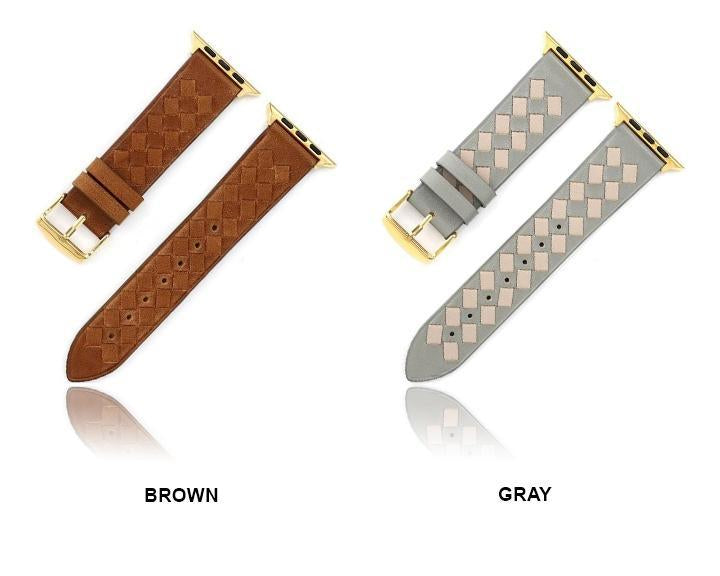 Home Genuine Leather Woven Strap for Apple Watch 5 apple watch 4 40mm 44mm 38mm 42mm Creative Pink Grid Bracelet Band for iwatch 5 4 3 2 1