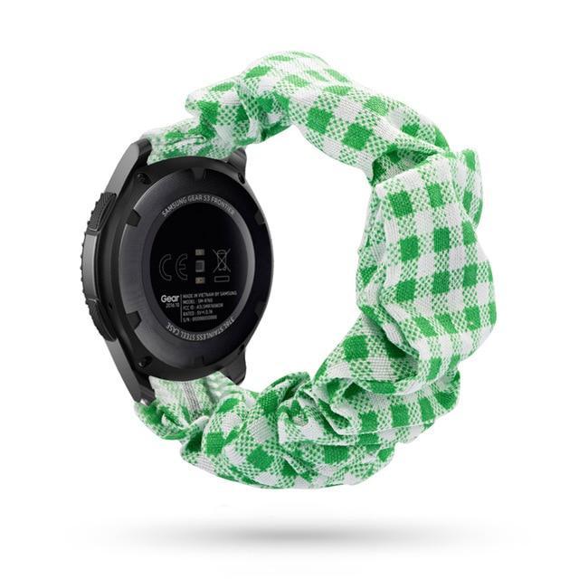 Home 20mm watch band Green Checkered Scrunchies Bohemian Fashion Design Elastic Watch Strap For Women