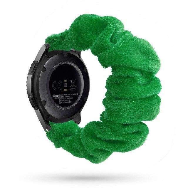 Home green silk velvet / 20mm watch band Green Silk Velvet Scrunchies Bohemian Fashion Design Elastic Watch Strap Women