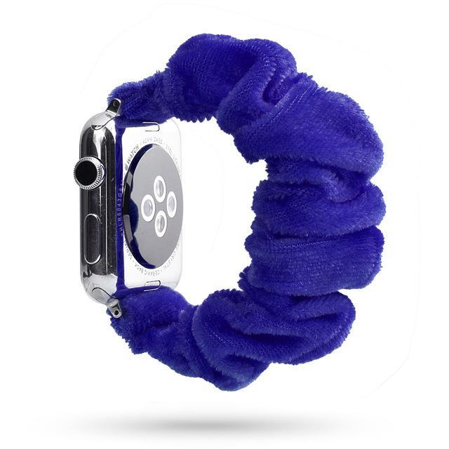 Home 36- Blue Silk Velvet / 38mm or 40mm Copy of Sale! - Scrunchie Elastic Apple Watch stretch band,  iwatch 42mm 38 mm 44mm 40mm, Series 5 4 3