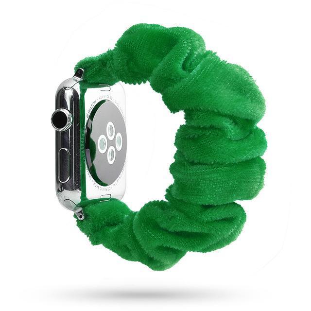 Home 37- Green SilkVelvet / 38mm or 40mm Copy of Sale! - Scrunchie Elastic Apple Watch stretch band,  iwatch 42mm 38 mm 44mm 40mm, Series 5 4 3