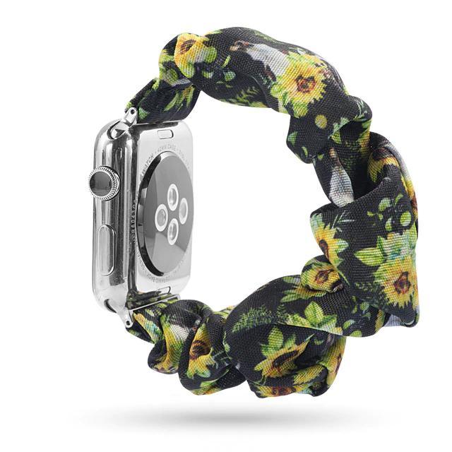 RS Collections 42mm Watch Bands, Scrunchie Strap Elastic Watch Band Women  Girls Printed Fabric Bracelet Strap (Watch Not Included, BLACK-SUN FLOWER)  Smart Watch Strap Price in India - Buy RS Collections 42mm