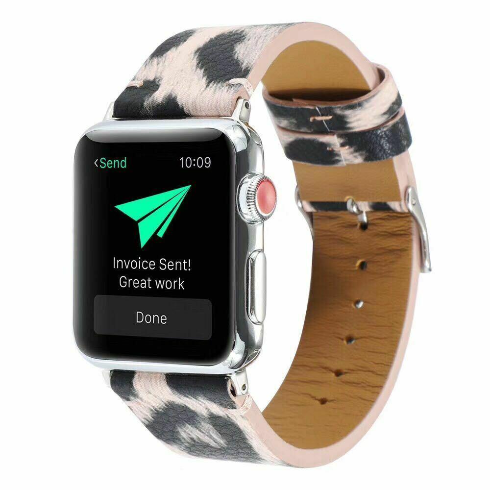 Leopard Print vegan leather Band Strap For Apple Watch Band 7 6 5 4