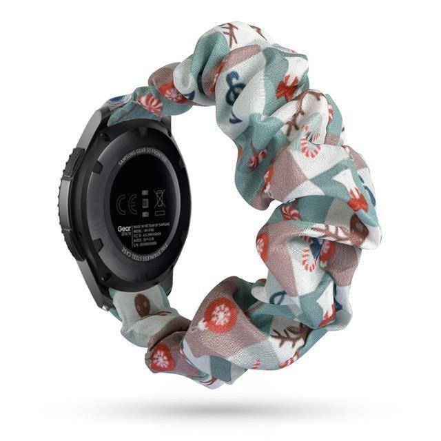 Home 20mm watch band Light Blue Christmas Scrunchies Bohemian Fashion Design Elastic Watch Strap