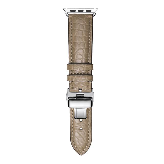 Round Grain Alligator Leather Crocodile Style Watch Band Series 7 6 5