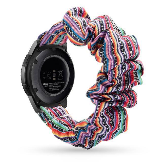 Home 20mm watch band Multi-Color Stripes Scrunchies Bohemian Fashion Design Elastic Watch Strap