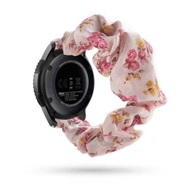 Home 20mm watch band Peach Floral Scrunchies Bohemian Fashion Design Elastic Watch Strap For Women
