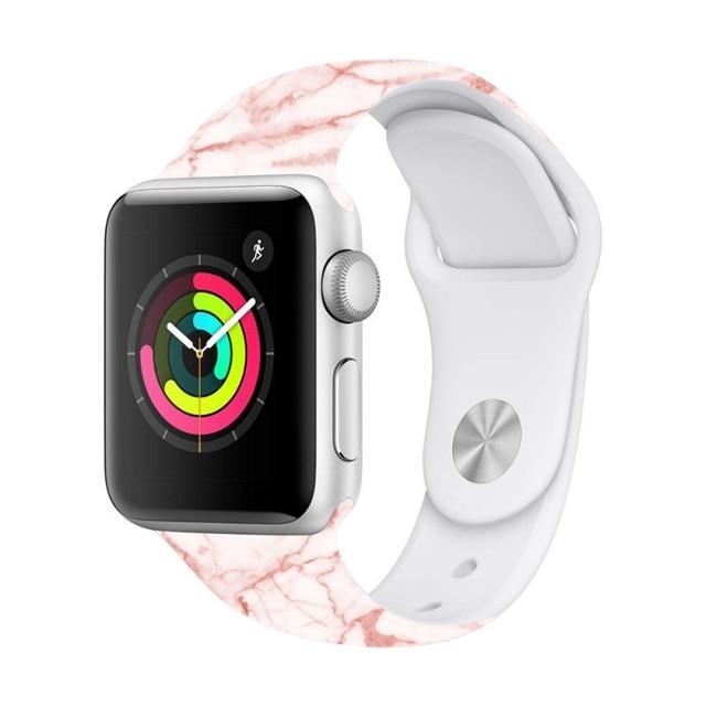 Apple watch silicone band, Marble print bracelet watchband, fits nike sport iwatch Series 6 5 4 3 2 1 42mm/44mm 38mm/40mm - US Fast Shipping
