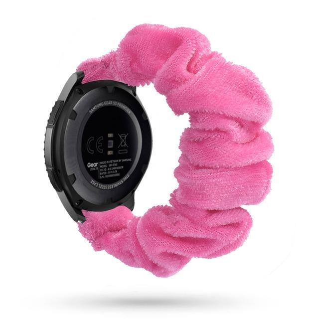 Home 20mm watch band Pink Silk Velvet Scrunchies Bohemian Fashion Design Elastic Watch Strap Women