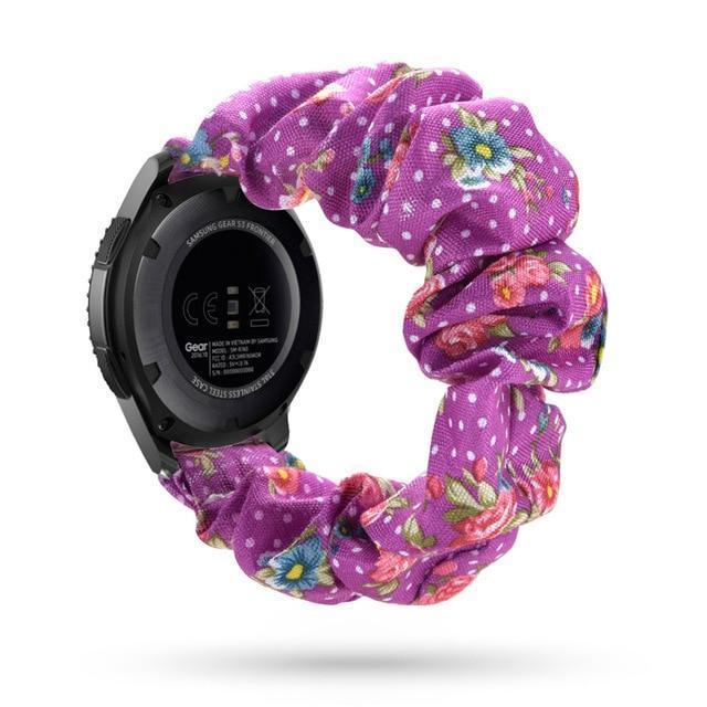 Home 20mm watch band Purple Floral Scrunchies Bohemian Fashion Design Elastic Watch Strap For Women