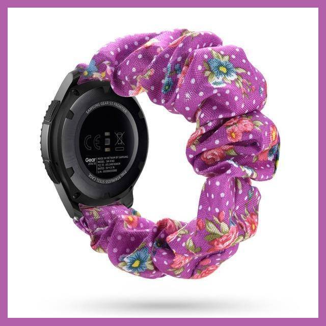 Home Purple Floral Scrunchies Bohemian Fashion Design Elastic Watch Strap For Women