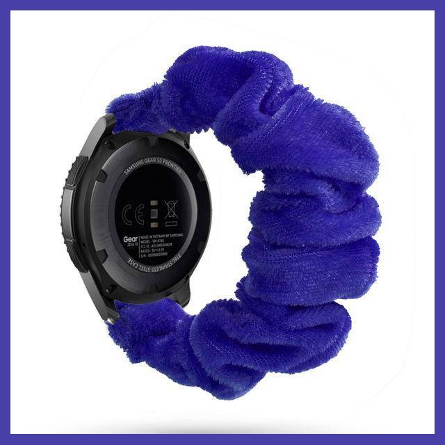 Home Blue Silk Velvet Scrunchies Bohemian Fashion Design Elastic Watch Strap Women