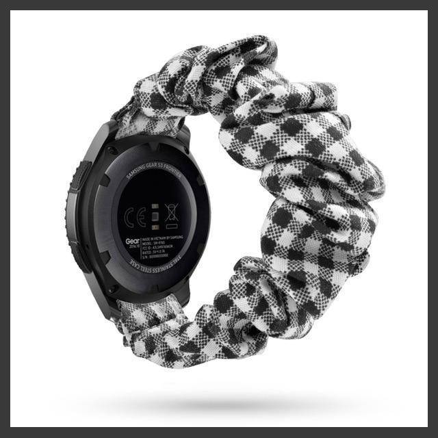 Home Black Checkered Scrunchie Bohemian Fashion Design Elastic Watch Strap For Women
