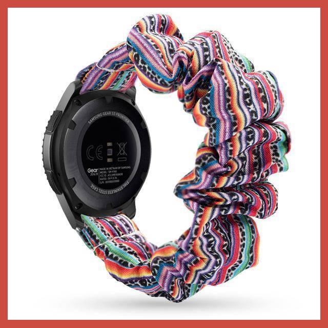 Home Multi-Color Stripes Scrunchies Bohemian Fashion Design Elastic Watch Strap