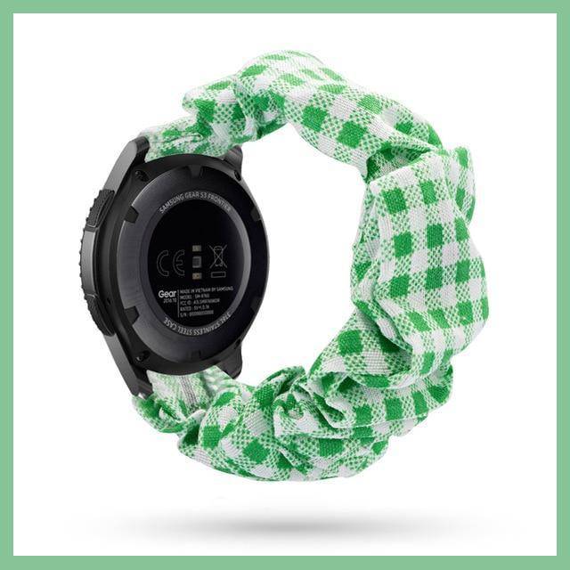 Home Green Checkered Scrunchies Bohemian Fashion Design Elastic Watch Strap For Women