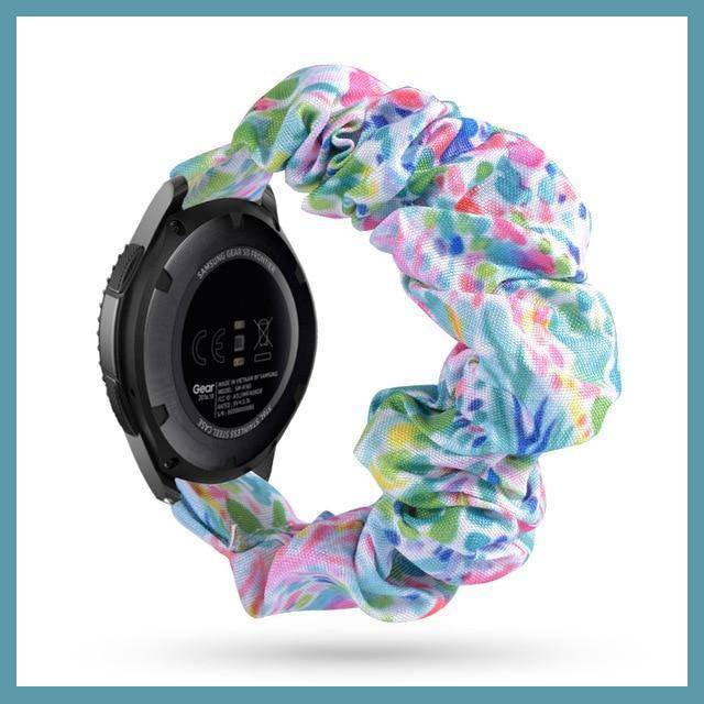 Home Teal Abstract Scrunchies Bohemian Fashion Design Elastic Watch Strap For Women