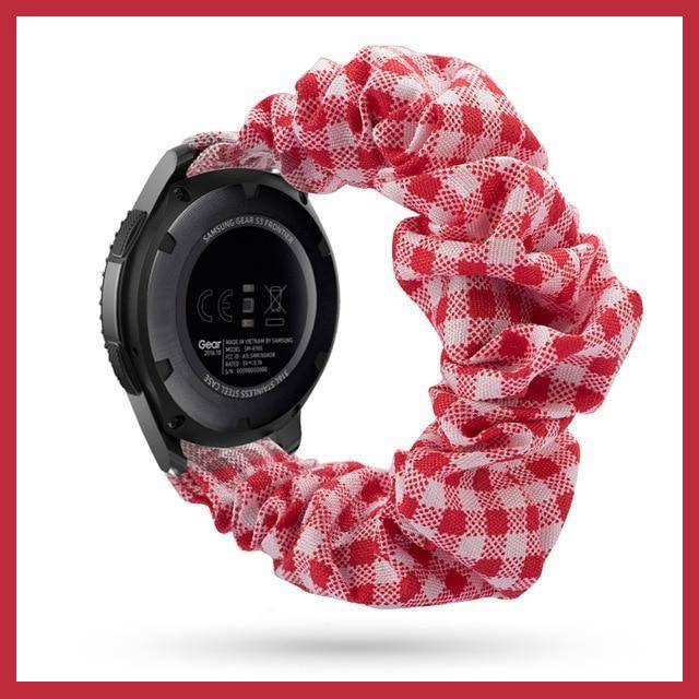 Home Red Checkered Scrunchies Bohemian Fashion Design Elastic Watch Strap For Women