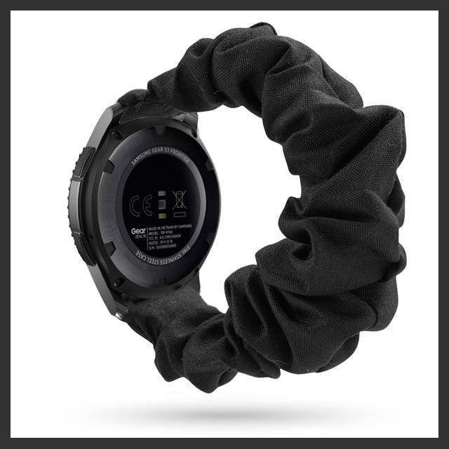 Home Solid Black Scrunchies Bohemian Fashion Design Elastic Watch Strap For Women