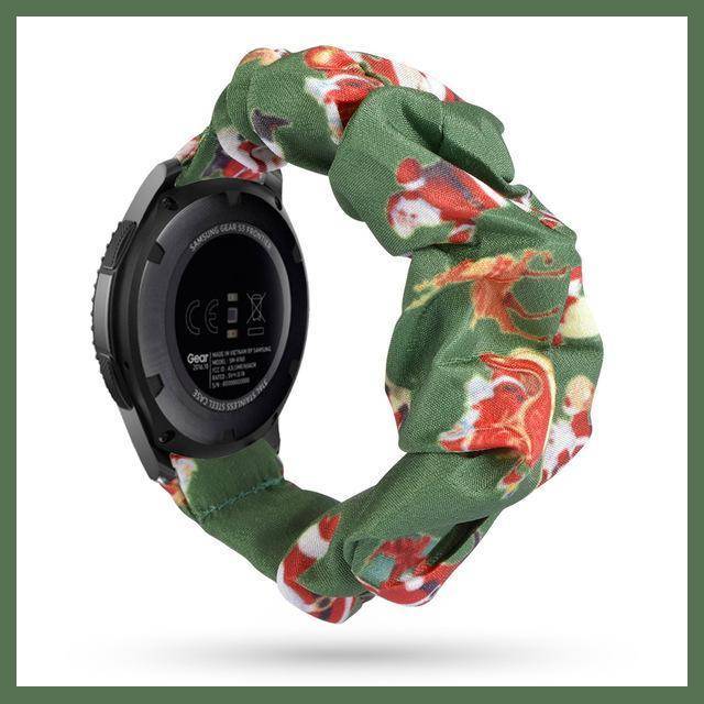 Home Dark Green Christmas Scrunchies Bohemian Fashion Design Elastic Watch Strap