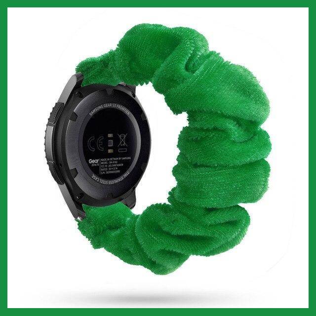 Home Green Silk Velvet Scrunchies Bohemian Fashion Design Elastic Watch Strap Women