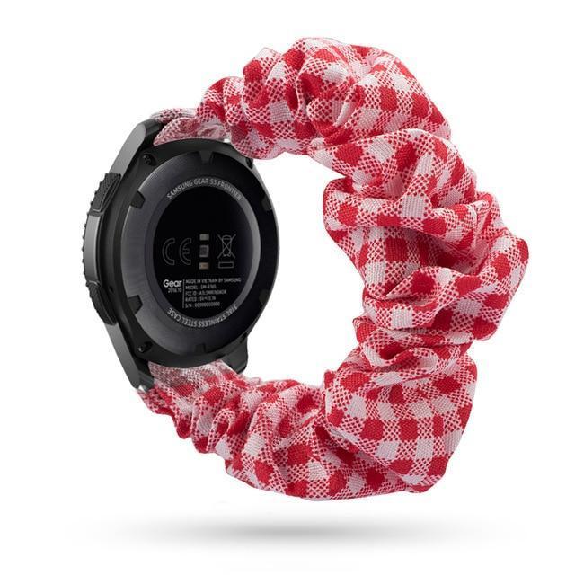 Home 20mm watch band Red Checkered Scrunchies Bohemian Fashion Design Elastic Watch Strap For Women