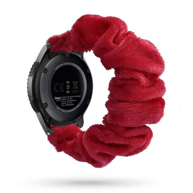 Home 20mm watch band Red Silk Velvet Scrunchie Bohemian Fashion Design Elastic Watch Strap For Women