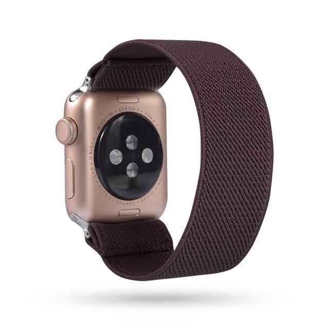 Home 11-Chocolate brown / 38mm or 40mm Elastic Cool simple matte solid colors strap lot, Apple watch scrunchie sporty band, Series 5 4 3 38/40mm 42/44mm Unisex men women