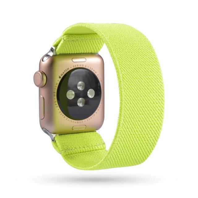 Home 14-Light Lime / 38mm or 40mm Men solid color sports straps, Apple watch scrunchie elastic fitness band, Series 5 4 3 iwatch scrunchy 38/40mm 42/44mm Unisex gift for him