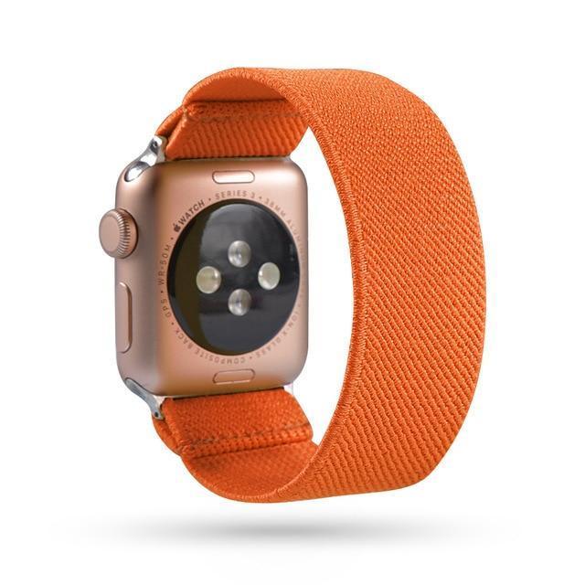 Home 15-Orange / 38mm or 40mm Brown khaki Apple watch scrunchie elastic band, Series 5 4 3 iwatch sporty scrunchy 38/40mm 42/44mm, Gift for her, him men women watchband
