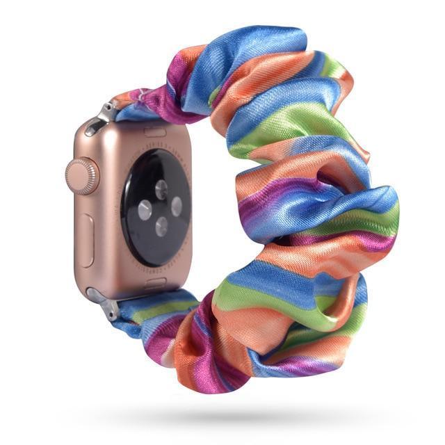 Home 20-Multicolor / 38mm or 40mm Brown khaki Apple watch scrunchie elastic band, Series 5 4 3 iwatch sporty scrunchy 38/40mm 42/44mm, Gift for her, him men women watchband