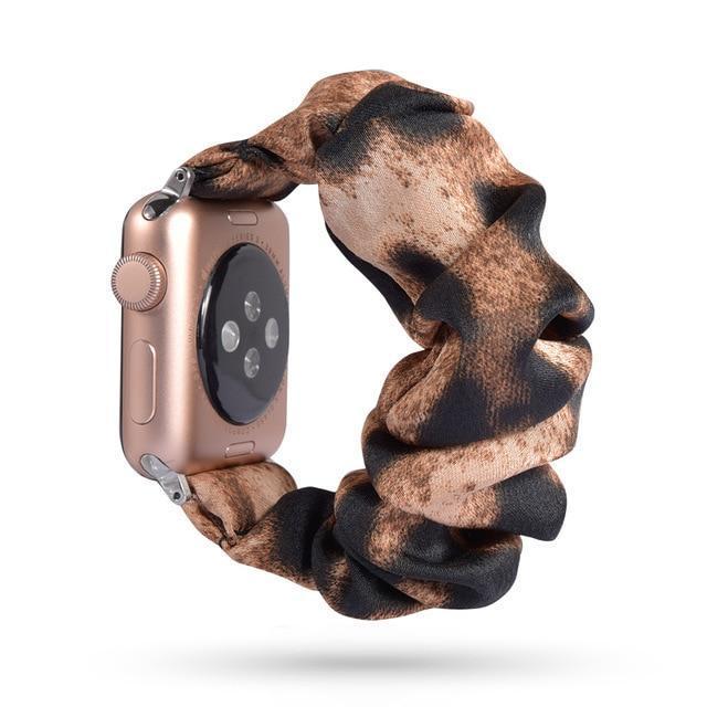 Home 23-Spotted melon / 38mm or 40mm Black elastic Apple watch scrunchies band, Series 5 4 3 iwatch sporty ebony scrunchy 38/40mm 42/44mm, Men women scrunchie watchband