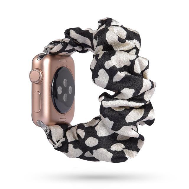 Home 24-Spotted black / 38mm or 40mm Elastic Cool simple matte solid colors strap lot, Apple watch scrunchie sporty band, Series 5 4 3 38/40mm 42/44mm Unisex men women