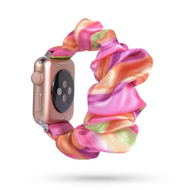 Home 26-Mixed candy / 38mm or 40mm Brown khaki Apple watch scrunchie elastic band, Series 5 4 3 iwatch sporty scrunchy 38/40mm 42/44mm, Gift for her, him men women watchband