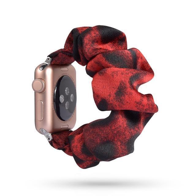 Home 27-Spotted red / 38mm or 40mm Elastic Cool simple matte solid colors strap lot, Apple watch scrunchie sporty band, Series 5 4 3 38/40mm 42/44mm Unisex men women
